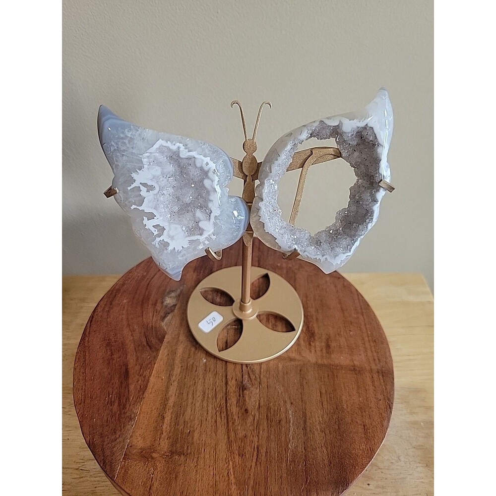 Elegant Geode Butterfly Sculpture